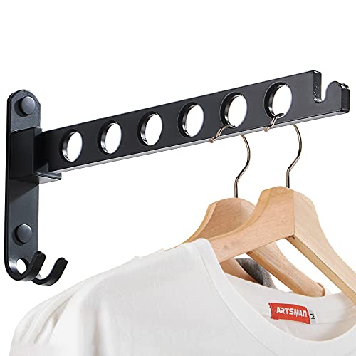 JOOM Laundry Drying Rack Clothing Foldable - Wall Mount Clothes Drying Racks - Clothes Hanger Folding Holder - Black