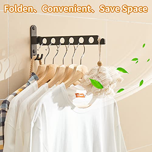 JOOM Laundry Drying Rack Clothing Foldable - Wall Mount Clothes Drying Racks - Clothes Hanger Folding Holder - Black
