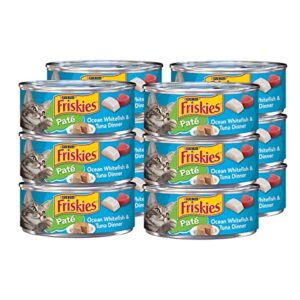 purina friskies pate wet cat food, ocean whitefish tuna, 5.5 oz cans (12-count)