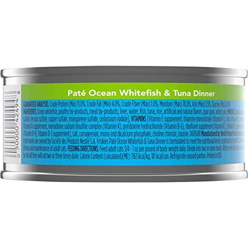 Purina Friskies Pate Wet Cat Food, Ocean Whitefish Tuna, 5.5 OZ Cans (12-Count)