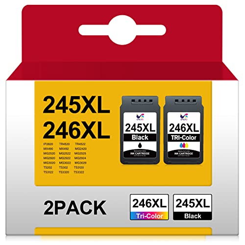 ONLYU Compatible Replacement for Canon Ink Cartridges 245 246 XL PG 245 CL 246 245XL 246XL for PIXMA MX490 MX492 TR4500 TR4520 MG2522 MG2922 MG2520 MG2920 TS3100 TS3122 TS3300 Printer (Black Color)