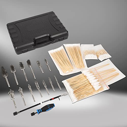 Bonbo Professional Diesel Injector-Seat Cleaning Kit 8090S on Cylinder Heads, Including Helix Brushes, Two-Stage Brushes, Bore Brushes and Swabs (Stainless Steel, 17-Pack)