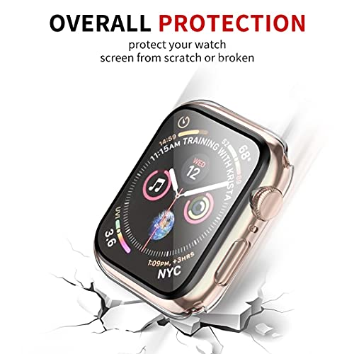 Smiling Case Compatible with Apple Watch Series 6/SE/Series 5/Series 4 40mm with Built in Tempered Glass Screen Protector,Overall Protective Hard PC Case Ultra-Thin Cover- Clear