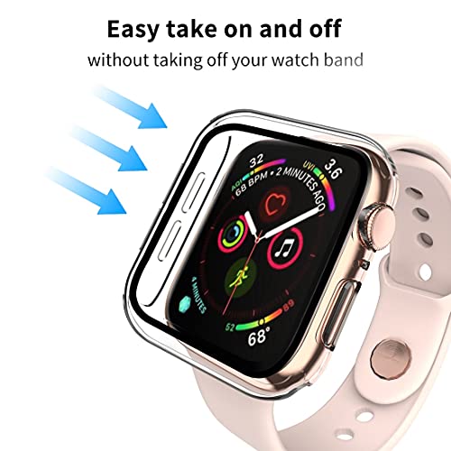 Smiling Case Compatible with Apple Watch Series 6/SE/Series 5/Series 4 40mm with Built in Tempered Glass Screen Protector,Overall Protective Hard PC Case Ultra-Thin Cover- Clear