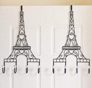 gusuwod set of 2 long over the door hooks - paris themed eiffel tower towel coat rack(20.5" x 10.75")…