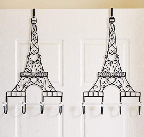 GUSUWOD Set of 2 Long Over The Door Hooks - Paris Themed Eiffel Tower Towel Coat Rack(20.5" x 10.75")…