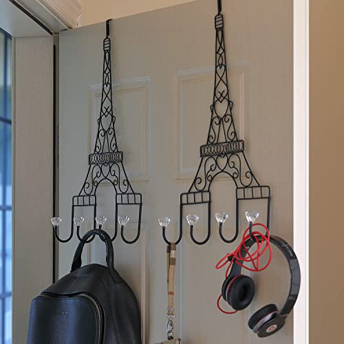 GUSUWOD Set of 2 Long Over The Door Hooks - Paris Themed Eiffel Tower Towel Coat Rack(20.5" x 10.75")…