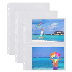 dunwell photo album refills 5x7 - (25 pack), for 100 pictures, photo sleeve inserts for 3-ring binder, 2-pocket photo page for 5 x 7 photographs, postcards, recipe cards