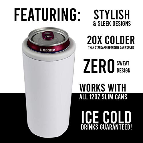 Urbanifi Slim Hard Seltzer Cooler Insulated Drink Stainless Steel Double Walled Tumbler Sleeve for 12 OZ Skinny Can, Water Bottle or Soda Gifts (Black)