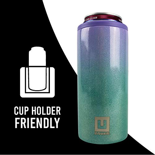 Urbanifi Slim Hard Seltzer Cooler Insulated Drink Stainless Steel Double Walled Tumbler Sleeve for 12 OZ Skinny Can, Water Bottle or Soda Gifts (Black)