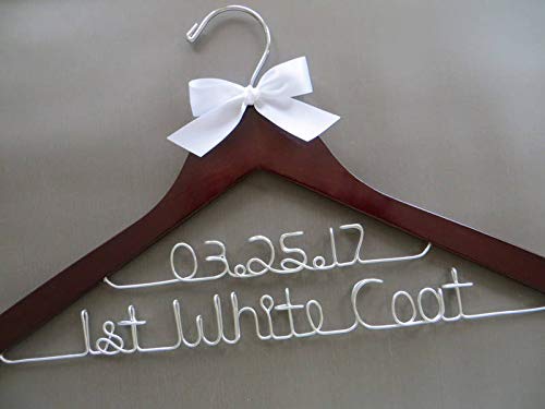 Flowershave357 2 Line First White Coat Hanger with Date White Coat Ceremony Doctor Hanger Medical School Graduation Gift Personalized Doctor Gift