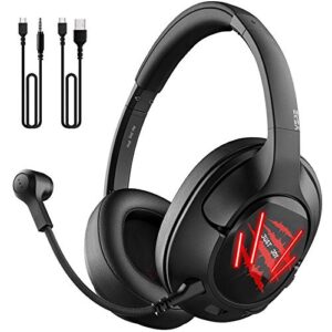 eksa usb gaming headset - 7.1 surround sound headphones with breathable earmuffs - noise cancelling mic - gaming headphones for pc, ps4, xbox one s/x, android