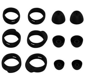 alxcd eartips kit replacement for galaxy buds+ galaxy buds plus headphone, s/m/l 3 pairs silicone ear tips, s/m/l 3 pairs earhooks, fit for galaxy buds + plus sm-r170 sm-r175 headphone, black