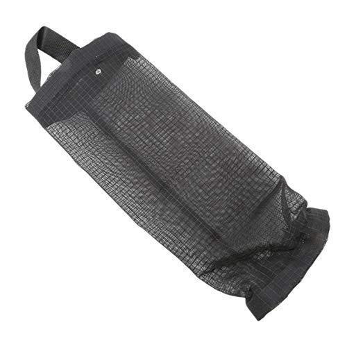 EJY Grocery Bag Storage Holder,Folding Hanging Storage Bag Trash Bags Holder Mesh Garbage Bag for Home and Kitchen,Black