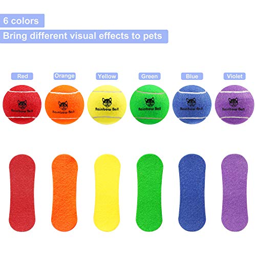 PIKASEN Rainbow Tennis Balls for Dogs 2.5" or 2.3" Size 12 Pack 6 Bright Colours Interactive Dog Toys Dog Gift for Large Dogs and Medium Small Dogs (2.5 Inches)