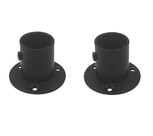 NELXULAS Classic Black Stainless Steel Closet Rod Flange Holder for Pipe (1-1/4")