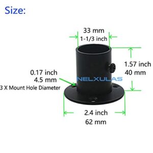 NELXULAS Classic Black Stainless Steel Closet Rod Flange Holder for Pipe (1-1/4")