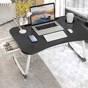 XXL Laptop Table,Portable Lap Table with Beverage Holder and Storage Drawer,Standing Floor Table Adult Work,Folding Laptop Tray for Student Study Writing Eating on Bed Couch Office(27.5”x18.9”x11”)