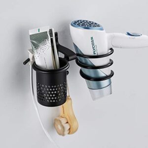 adhesive or drill hair dryer holder make up brush comb organizer shelf matte black