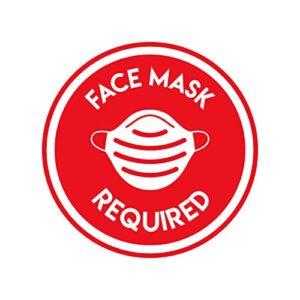 vinyl wall decal sign with social distancing warning sticker for business offices stores storefront customers 17" x 17" (red, face mask)