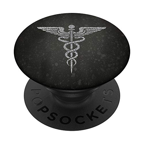 Black Medical Caduceus Symbol - RN Nurse Healthcare PopSockets PopGrip: Swappable Grip for Phones & Tablets