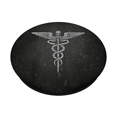 Black Medical Caduceus Symbol - RN Nurse Healthcare PopSockets PopGrip: Swappable Grip for Phones & Tablets