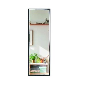 petaflop 14x48 inch full length mirror wall mounted, large body door mirror with rectangular framed for bedroom bathroom living room decor, black