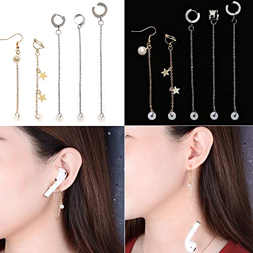 Anti-Lost Earrings Hook for Airpods,AirPods Pro Anti Lost Ear Clips Pendant for Women and Girls,Earring Hanging Chain for Airpods Suitable for Hiking/Jogging/Working/Running/Gym -5 Pairs