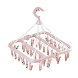 clothes drying rack with 32 clips,laundry drying rack,clothes hanger sock hanger underwear hanger clip hanger for drying socks,towels,underwear,bras,diapers,baby clothes,pants,gloves (light pink)