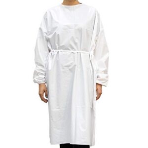 10 pcs milliard reusable, washable, waterproof polyester isolation gown - reusable up to 50 washes | universal size | white