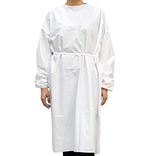 10 Pcs Milliard Reusable, Washable, Waterproof Polyester Isolation Gown - Reusable Up to 50 Washes | Universal Size | White