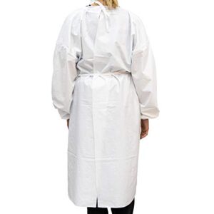 10 Pcs Milliard Reusable, Washable, Waterproof Polyester Isolation Gown - Reusable Up to 50 Washes | Universal Size | White