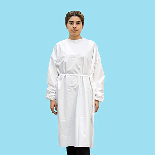 10 Pcs Milliard Reusable, Washable, Waterproof Polyester Isolation Gown - Reusable Up to 50 Washes | Universal Size | White