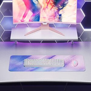 MOTPK White Gaming Desk 55inch with Monitor Shelf Computer Desk Gaming Table Desk for Girls with Cup Holder and Headphone Hook Gamer Workstation Game Table, Gift for Girls Women