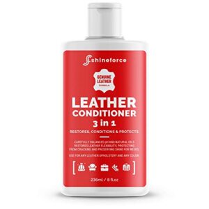 leather conditioner and leather cleaner 3 in 1 - restores, conditions & protects any leather ph balanced wt natural oils complete leather care, use on car leather, furniture, shoes, bags, accessories