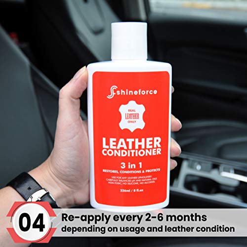 Leather Conditioner and Leather Cleaner 3 in 1 - Restores, Conditions & Protects Any Leather pH Balanced wt Natural Oils Complete Leather Care, Use On Car Leather, Furniture, Shoes, Bags, Accessories