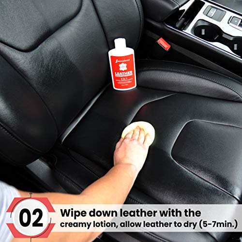 Leather Conditioner and Leather Cleaner 3 in 1 - Restores, Conditions & Protects Any Leather pH Balanced wt Natural Oils Complete Leather Care, Use On Car Leather, Furniture, Shoes, Bags, Accessories