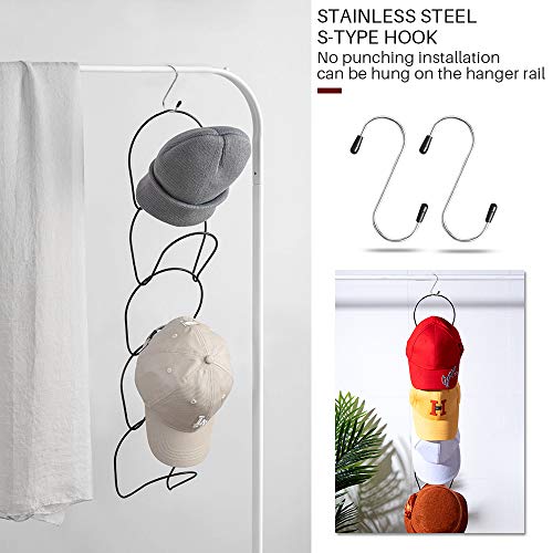 Hat Rack Caps Rack Holder,10 Rings Hat Organizer Cap Holder Organizer (Door Hooks and Sticky Hooks Include),Door/Wall/Clothes Rod Hanger Storage Hat Organizer for Baseball, Caps, Towel (round, black)