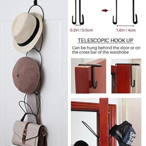 Hat Rack Caps Rack Holder,10 Rings Hat Organizer Cap Holder Organizer (Door Hooks and Sticky Hooks Include),Door/Wall/Clothes Rod Hanger Storage Hat Organizer for Baseball, Caps, Towel (round, black)