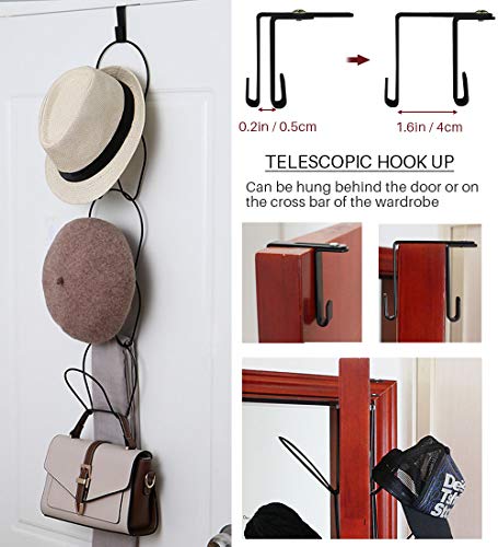 Hat Rack Caps Rack Holder,10 Rings Hat Organizer Cap Holder Organizer (Door Hooks and Sticky Hooks Include),Door/Wall/Clothes Rod Hanger Storage Hat Organizer for Baseball, Caps, Towel (round, black)