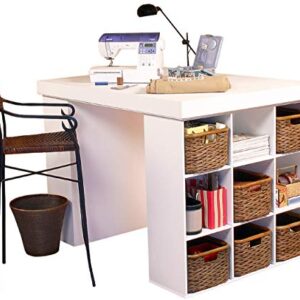 Project Center Desk with 2 Bookcase Sides-White