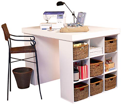 Project Center Desk with 2 Bookcase Sides-White