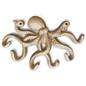 wallcharmers gold octopus key, leash, & towel holder | nautical home & wall decor