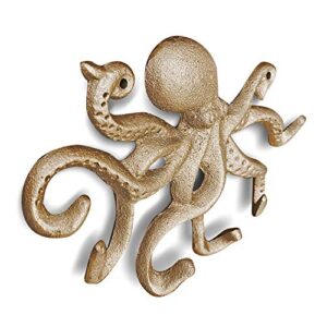 Wallcharmers Gold Octopus Key, Leash, & Towel Holder | Nautical Home & Wall Decor