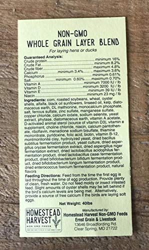 Homestead Harvest Non-GMO Whole Grain Layer Blend 16% for Laying Hens or Ducks 25lb