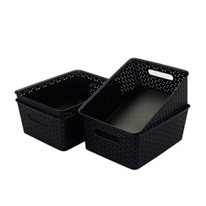 pekky black plastic storage basket, kitchen organizer, 11.6" x9.1" x4.7", set of 4