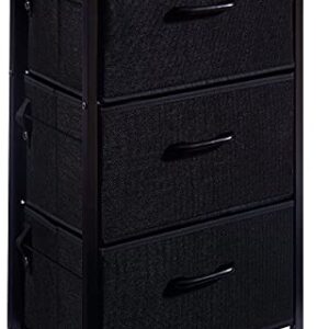 EKNITEY 3 Drawers Nightstand, Small Dresser Chest Sturdy Side End Table with Fabric Drawers and Wheels for Bedroom, Living Room, Office, Closet