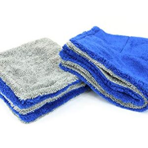 [Amphibian Jr.] Dual Side Detailing Microfiber Towel - One Side Twist, One Side Plush - 16"x16" (Blue/Gray)