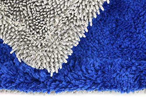 [Amphibian Jr.] Dual Side Detailing Microfiber Towel - One Side Twist, One Side Plush - 16"x16" (Blue/Gray)