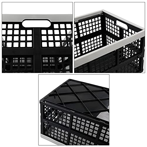 Minekkyes 3-Pack Plastic Collapsible Storage Bin/Container, 42 L Large Folding Basket Crates, Black